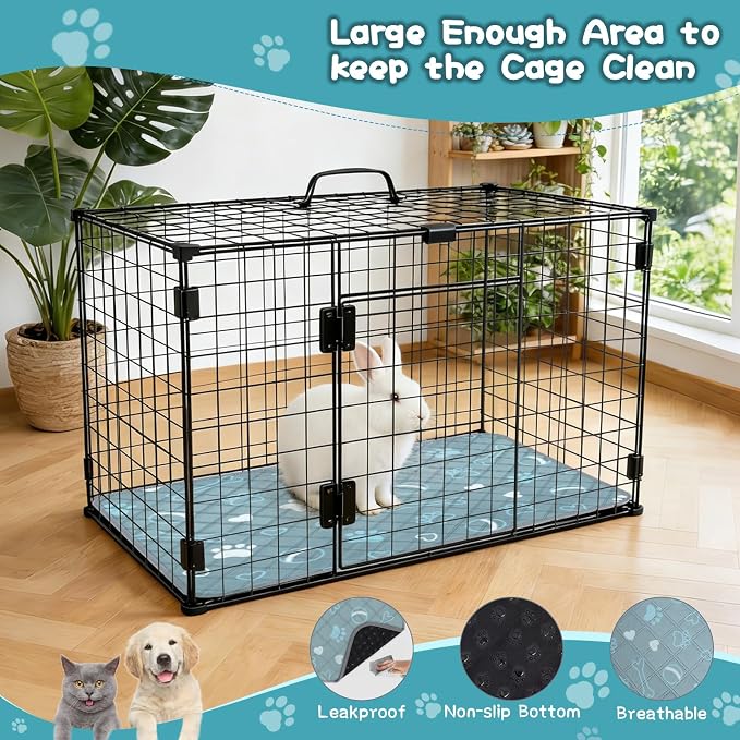 6 Packs Washable Guinea Pig Cage Liners with with Paw Print, Waterproof Guinea Pig Pee Pads Reusable Absorbent Bedding Anti Slip Mats for Small Animals Bunny Rabbit Hamster (Blue, 24 x 18in)