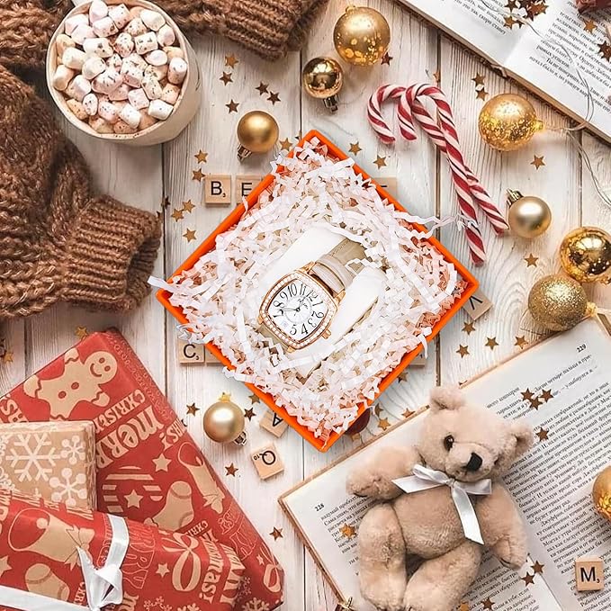 NEWMIAO 1 LB White Crinkle Cut Paper Shred Filler for Gift Baskets Stuffing, Shredded Crinkle Paper for Gift Box Bag Basket Filler Decoration Christmas Wedding Birthday Bridesmaid Gift Wrapping