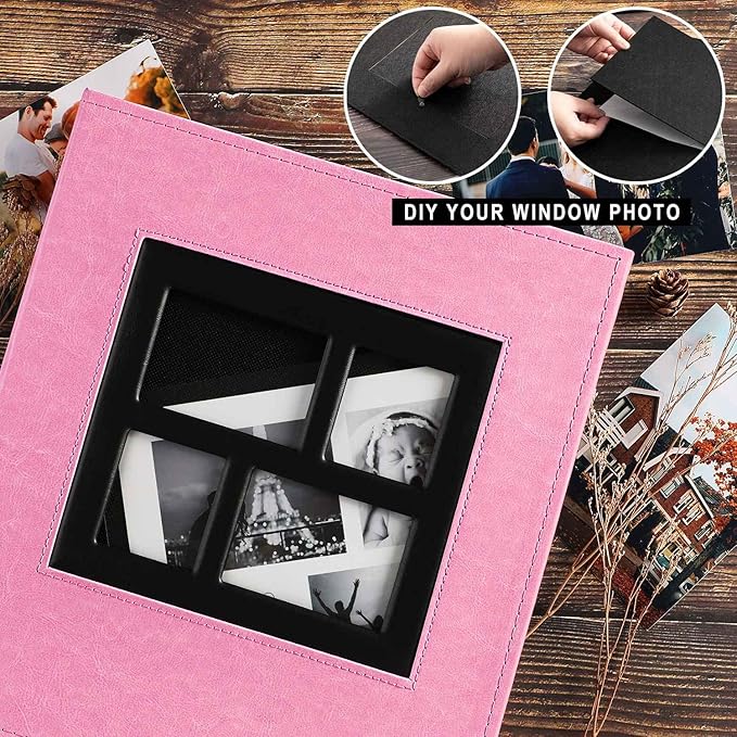 Ywlake Photo Album 4x6 500 Pockets Photos, Extra Large Capacity Family Wedding Picture Albums Holds 500 Horizontal and Vertical Photos Pink