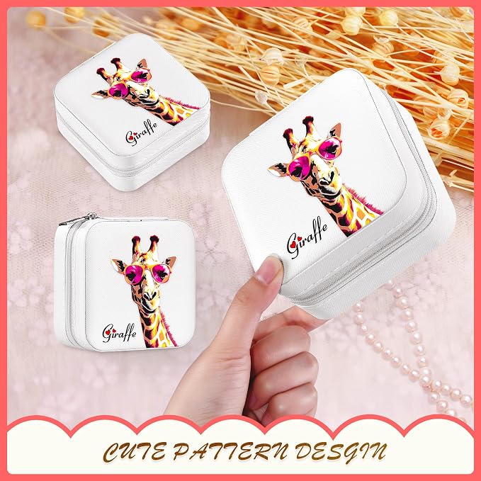 Giraffe Jewelry Box, Gifts For Women Teens Girls, Giraffe Lovers Themed Stuff Items Accessories Things Merchandise Decor Merch, Travel Ring Earrings Necklace Organizer Holder!
