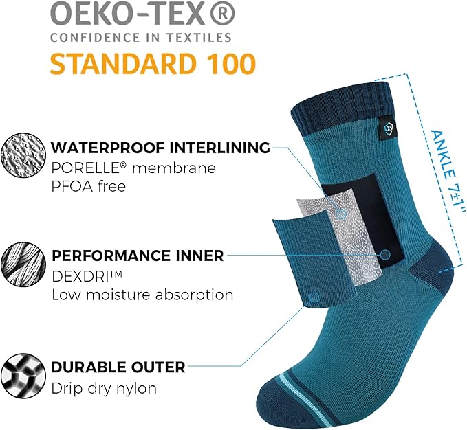 DexShell Waterproof Everyday Socks - Breathable Membrane, Quarter Crew Length for Walking, Commuting & All-Weather Comfort