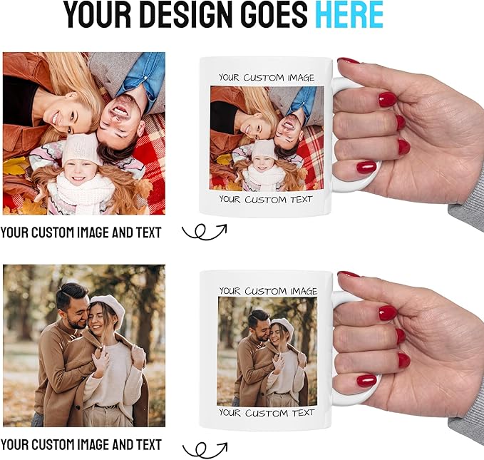 Custom 15oz Yellow Coffee Mug Design Personalized Ceramic Coffee Cup with Photo Text Logo Taza Personalizadas Customized Gifts for Birthday Anniversary Wedding Love Family Work Novelty Cup Two Sides