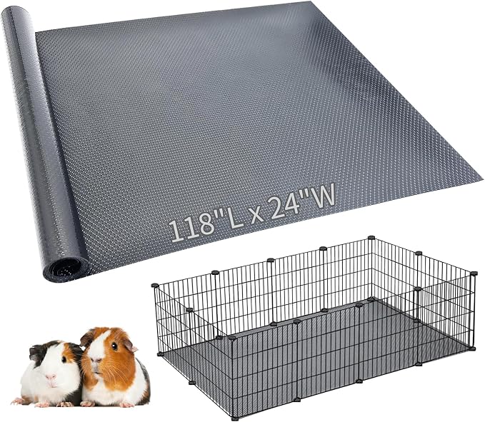 Hamiledyi Guinea Pig Cage Liner Reusable Small Animal Bedding Easily Cut to Suit Cage Washable Guinea Pig Pee Pads for Rabbit Hamster Chinchillas Rat (24" x 118" Grey)