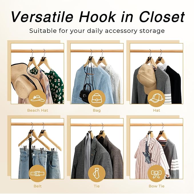 HOUSE DAY Space Saving Hanger Hooks 20 Pack, Black Clothes Hanger Connector Hooks, Heavy Duty Hangers Hook Space Saver, Sturdy Hangers Connector Hook, Premium Cascading Space Saver for Closet