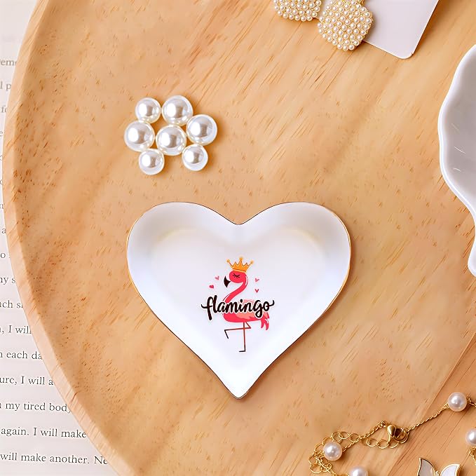 Flamingo Ring Holder Dish Tray, Gifts For Women Teens Girls, Flamingo Lovers Themed Stuff Accessories Things Decor Merch, Home Room Ring Earrings Necklace Organizer Holder!