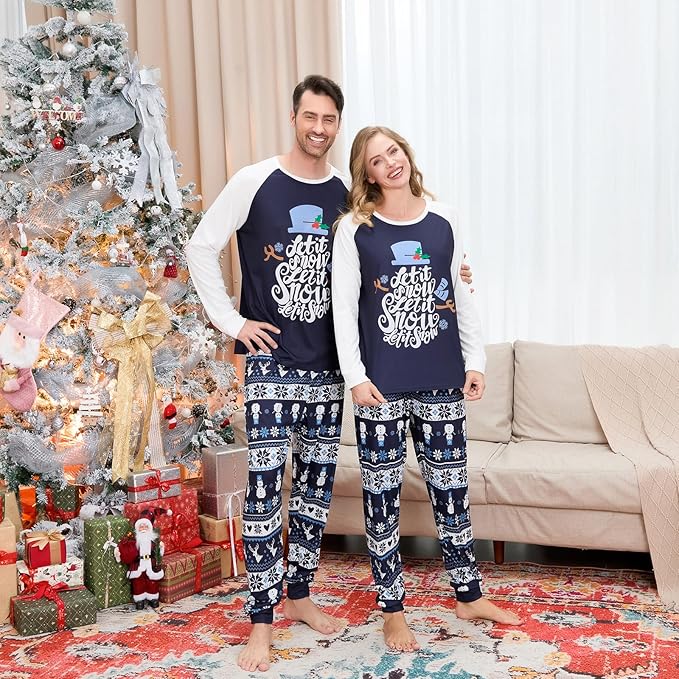 Christmas Family Pajamas Set Matching Holiday Plaid Sleepwear Set Reindeer/Tree Print Loungewear for Xmas Eve