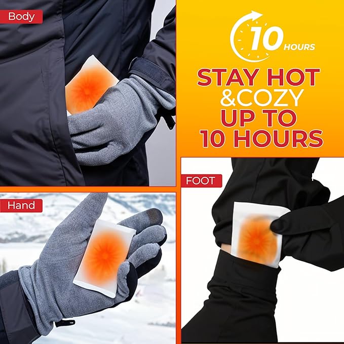 Hot&Cozy Hand Warmers - Super Long Lasting Safe Natural Air Activated Warmers - Odorless Hot Hand Warmer -Up to 10 Hours of Heat - 96 Packs - 48 Pair