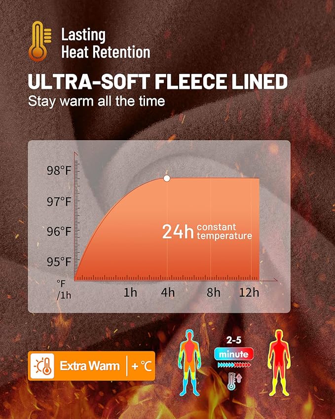 Moozava Mens Thermal Long Sleeve Shirt Fleece Lined Compression Base Layer Top Cold Weather Gear Hunting Athletic Undershirt