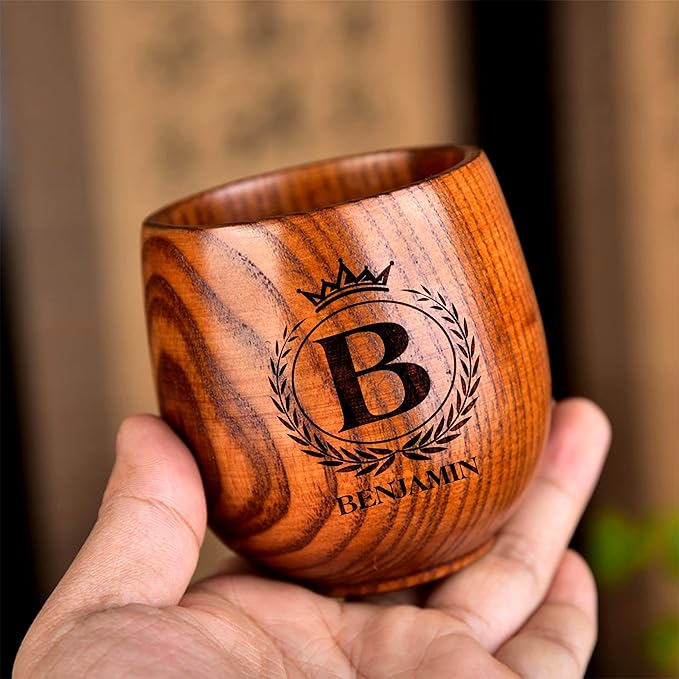 Personalized wooden whiskey glass with engraved name, custom engraved bourbon whiskey glass for men gift, dad, husband, brother