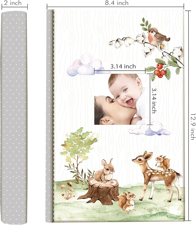 Holoary Baby Photo Album 4” x 6” 300 Photos, Newborn Baby Keepsake Gifts for Baby Boy/Girl and New Parents, Woodland Animals Design Baby Photo Albums