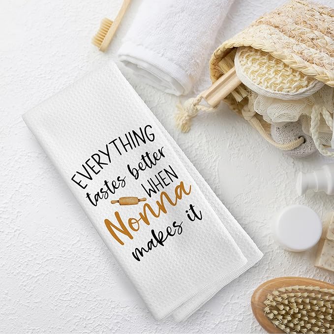 Nonna Gifts Kitchen Towels Grandma Gifts from Grandchildren, Grandma Gift for Mothers Day Dish Towel Dishcloth 16x24 Inches, Grandmother Gift Decorative Absorbent Hand Tea Towels Decor