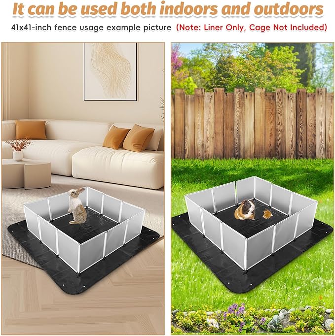 PINVNBY 59"x59" Thickening Waterproof Pet Playpen Mat, Guinea Pig Cage Liner Tarp Bottom Reusable Base for Rabbits, Bunny, Ferrets and Other Small Animals, 2 PCS