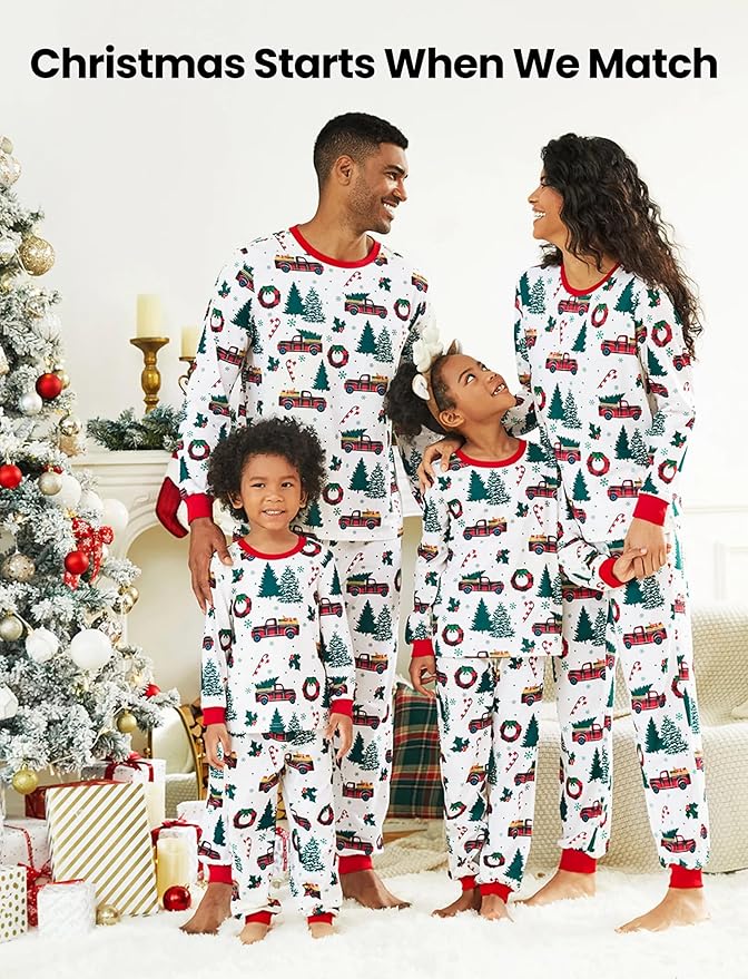 PATPAT Christmas Family Matching Pajama Sets Includes Christmas Socks - Perfect for Family Photos & Holiday Celebrations