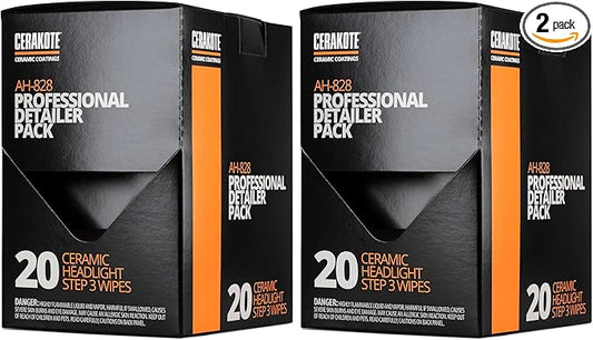 CERAKOTE® Ceramic Headlight Restoration Professional Detailer Pack (20 Ceramic Wipes) - Brings Headlights Back to Like New Condition - Step 3 Only (Pack of 2)