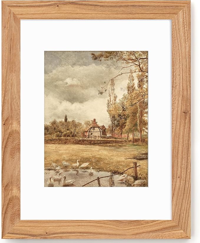 Fun Memories 12x16 Picture Frame, Solid Wood Frame 12 x 16, Display Pictures 8.5x11 with Mat or 12x16 Without Mat, 12"x16" Rustic Picture Frame with Real Tempered Glass, Natural, 1 Pack