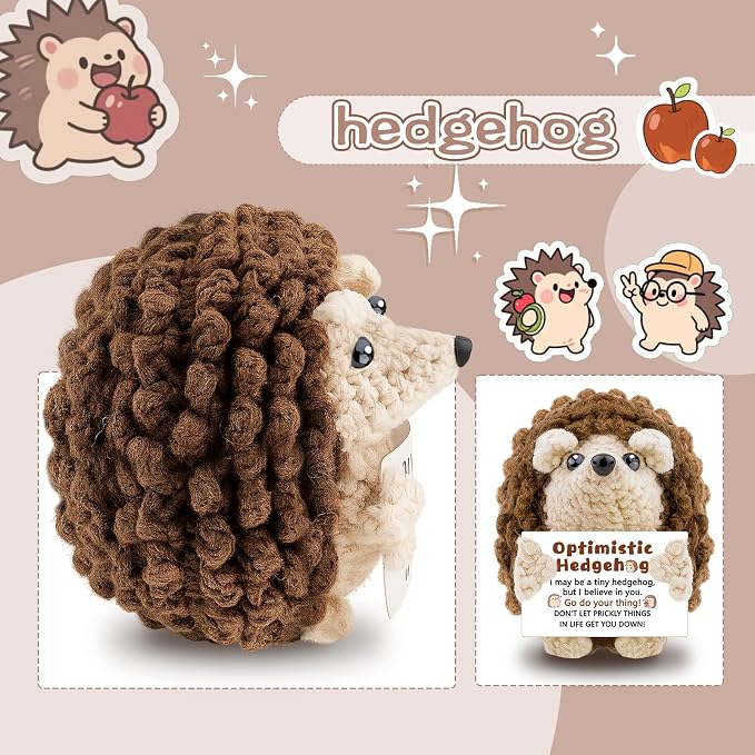 Mini Cute Hedgehog Gifts, Best Friend Friendship Gifts for Women Men | Crochet Hedgehog Cute Decor Inspirational Gift for Adult Coworker Friend