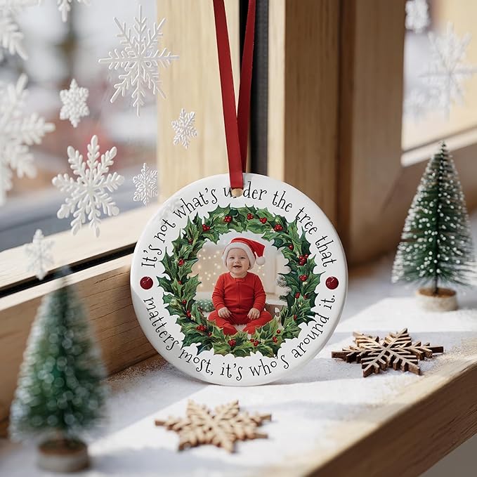 Personalized Baby First Christmas Ornament 2025 with Photo & Name Personalized Christmas Ornaments Custom Ornaments for Christmas Tree Keepsake for Newborn Boy or Girl Gifts