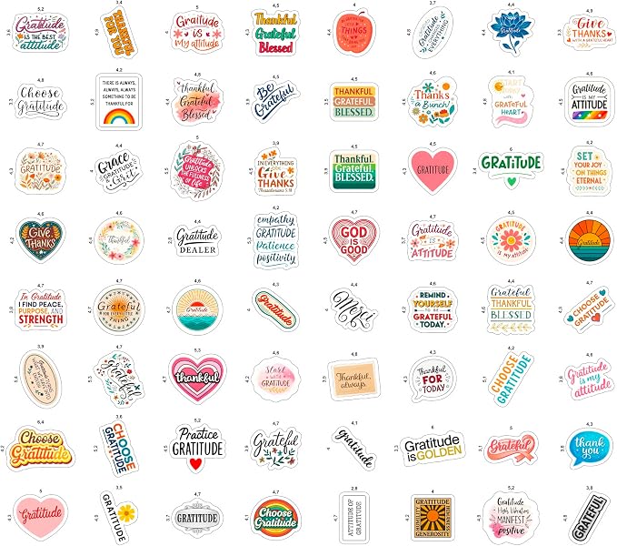 100Pcs Gratitude Stickers for Water Bottle, Thankful Sticker – Gratitude Gifts Bulk, Positive Quotes Decals – Gifts for Women & Men