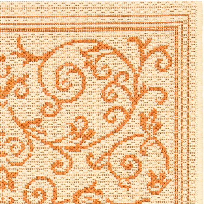 SAFAVIEH Washable Rug Outdoor Courtyard Collection - 2'7" x 5', Natural & Terracotta, Non-Shedding & Easy Cleaning, Ideal for Patio, Backyard, Mudroom (CY2098-3201)