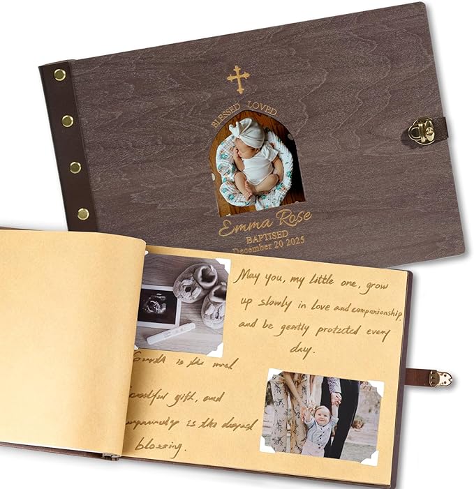 Personalized Baby Photo Album，Baby First Year Book for Boys Girls，Baby Memory Book from Pregnancy to Age 5，Scrapbook Album Baby Keepsake Gifts