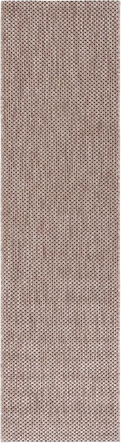 SAFAVIEH Washable Rug Outdoor Courtyard Collection - 2'3" x 22' Runner, Natural & Black, Non-Shedding & Easy Cleaning, Ideal for Patio, Entryway, Mudroom, Hallway, Kitchen (CY8521-37312)