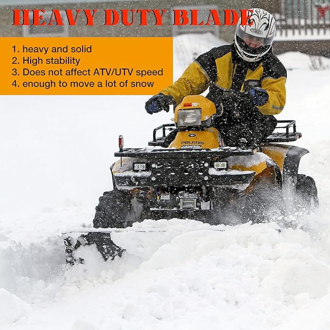 DING.PAI Universal Snow Plow Kit Heavy Duty Steel Square Push Snow Blade Adjustable for Pickup Trucks UTV ATV Arctic Cat Access Honda Aeon Crossland 45 Inch