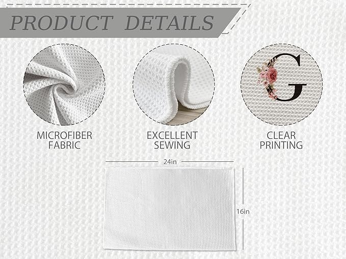 Kitchen Towel, Mode Monogram Letter G Kitchen Towel Dish Towel for Kitchen Dinning Bathroom, Waffle Kitchen Towel, Kitchen Towel and Dishcloths Sets 16×24 Inches, DS110