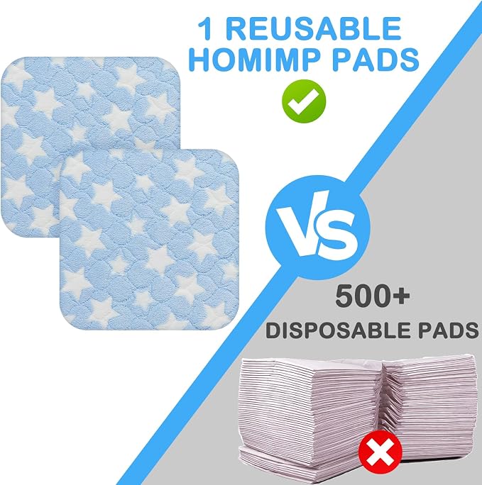 Homimp 2 Pack Guinea Pig Bed, Waterproof Reusable Small Animal Bed,Super Absorbent Pee Pad Mat for Rabbit Bunny Hamster Rat Hedgehog Chinchilla,Washable Fleece Cage Liners 12"x12"