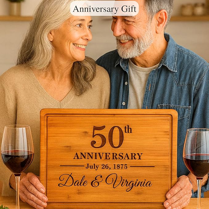 Personalized Gifts for Couples - Custom Cutting Board, Best Couple Gift Ideas for Newlyweds, Bride & Groom, Friends, Family, Mom, Dad, Unique Gifts for Wedding, Anniversary, Bridal Shower, Engagement