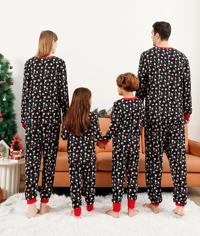 Family Christmas PJs Matching Sets, Cute Holiday Pajamas Printed Top and Pants, Xmas Jammies for Couples/Men/Women