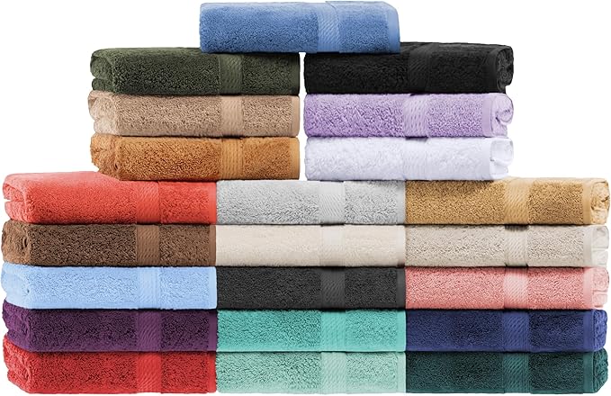 BNM Egyptian Cotton Heavyweight Towels, Ideal For Bathroom, Shower, Spa, Hotel, 800 GSM, Face/ Washcloths, Hand Towels, Bath Towels, Highly-Absorbent, Luxury Basics, 9 Piece Towel Set, Latte Brown