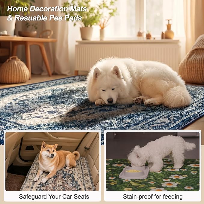 Washable Pee Pads for Dogs, Reusable Puppy Potty Training Pads, Ultra-Absorbent Thick Waterproof Leak-Proof Non-Slip Pads & Mat for Crate, Playpen, Floor, Whelping & Housebreaking , 2 Pack 36"x36"