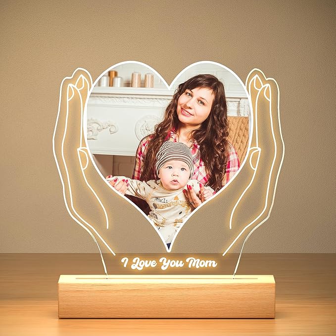 Personalized Mothers Day Gifts for Mom from Daughter & Son, Custom Picture Frames with Photo, Personalized Picture Frame with Night Light, Personalized Photo Gifts for Women, Baby, Kid