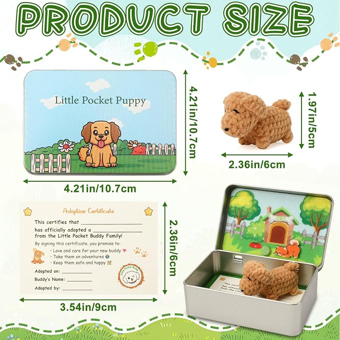 Little Pocket Puppy DIY Pup Adoption Travel Buddy for Dog Lovers | A tiny puppy in a mini tin, bringing comfort, joy and emotional support to your desk or workspace