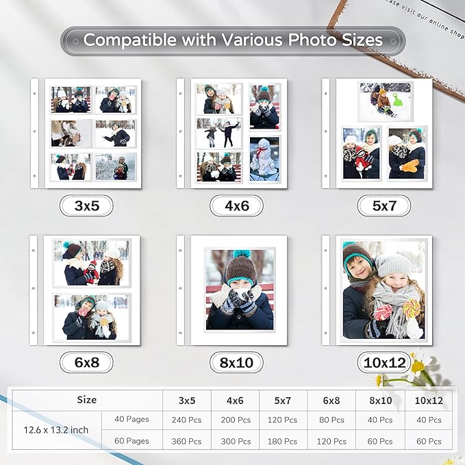 Popotop Large Photo Album Self Adhesive 4x6 5x7 8x10 Scrapbook Album DIY Picture Book,Gifts for Mom,Family Baby and Wedding,with Metal Pen and Plastic Board