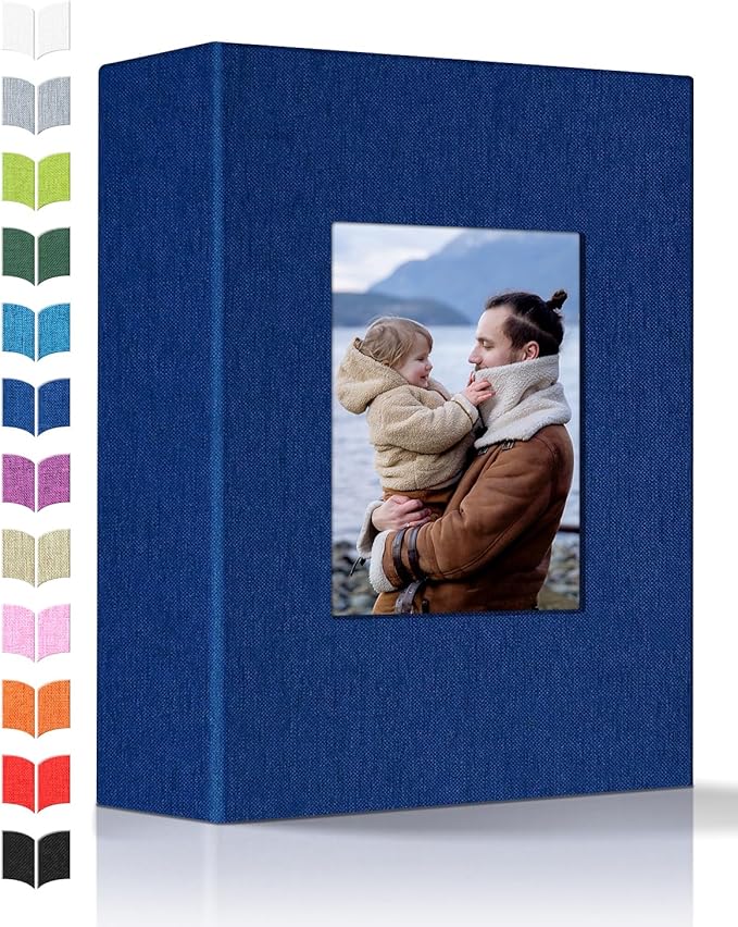 Photo Album 4x6 with 100 Pockets,Slip-in Picture Albums,Linen Cover Memory Book with Front Window,White Page Vertical Photo Book for Wedding,Family,Anniversare,Baby,Vacation