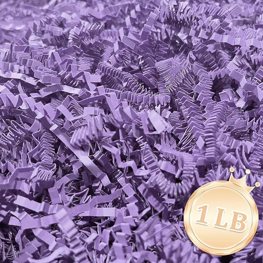 1 LB Light Purple Crinkle Cut Paper Shred Filler Great for Gift Wrapping, Light Purple Basket Fillers, Birthday, Gift Wrapping, Halloween Thanksgiving Christmas Easter Party Decor Filling Supplies