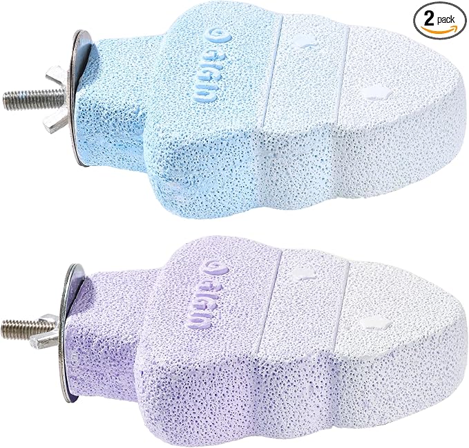 2 Pack Parrot Perch for Cage Bird Beak Grinding Stone, Volcanic Rock Mineral Bird Perch, Parrot Cage Accessories for Parakeets Budgies Cockatiels, Lovebirds Small to Medium Birds
