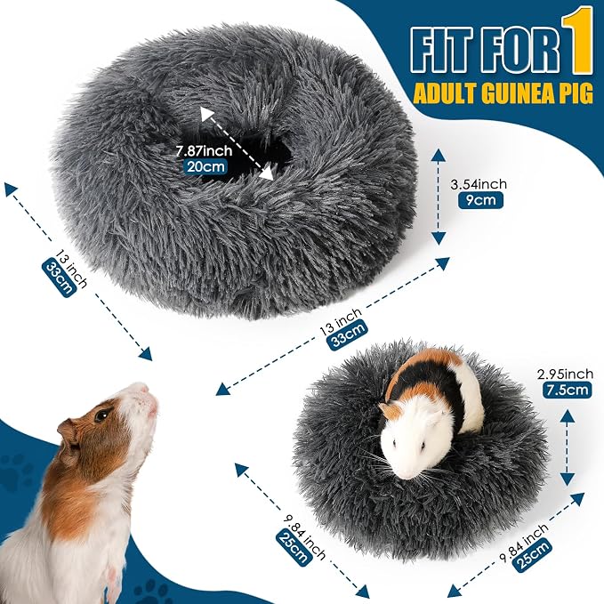 Plush Guinea Pig Bed - Plush Guinea Pig Hideout, Removable Cushioned Pillow, Super Cozy, Ideal Burrowing Bed for Small Pets, Dark Gray