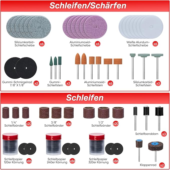 SHALL 508-Piece Rotary Tool Accessories Kit, Universal Rotary Tool Bits for Sanding, Cutting, Grinding, Drilling, Carving, Engraving, Polishing, Cleaning, Rotary Tool Attachments with Carrying Case