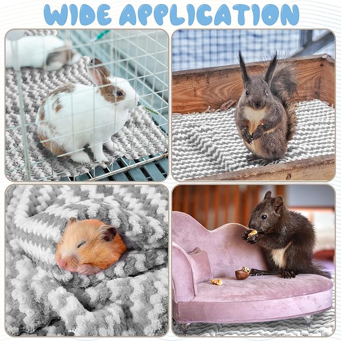 Moukeren 20pcs Guinea Pig Blankets, 14 x 30 Inch, Waffle Style, Light Gray | Washable Reusable Bedding Pads for Small Animals, Soft Absorbent Mats for Guinea Pig, Rabbit, Hamster, Hedgehog & Chinchilla