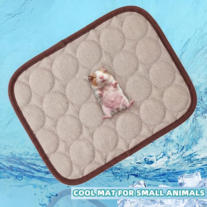 Jetec 3 Pcs Guinea Pig Cooling Mat, Small Animal Beds,Summer,Brown | 10 x 11 in Summer Ice Silk Pad for Rabbit, Hamster, Chinchilla, Rat, Warm Guinea Pig Hideout, Cozy Small Animal Cage Bed