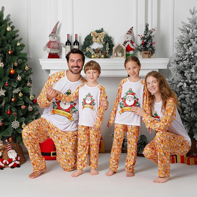 ANGELGGH Matching Christmas Pajamas for Family, Cute Vacation PJs Sets for Couples/Women/Men, Xmas 2 Piece Jammies Sleepwear