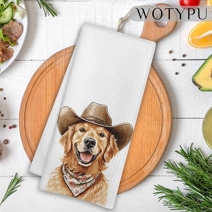 Golden Retriever Gifts Kitchen Towels, Golden Retriever Dog Gifts for Women Dish Tea Towel for Kitchen Decor, Golden Retriever Gifts Hand Towels for Bathroom Decor, 16X24 Inch