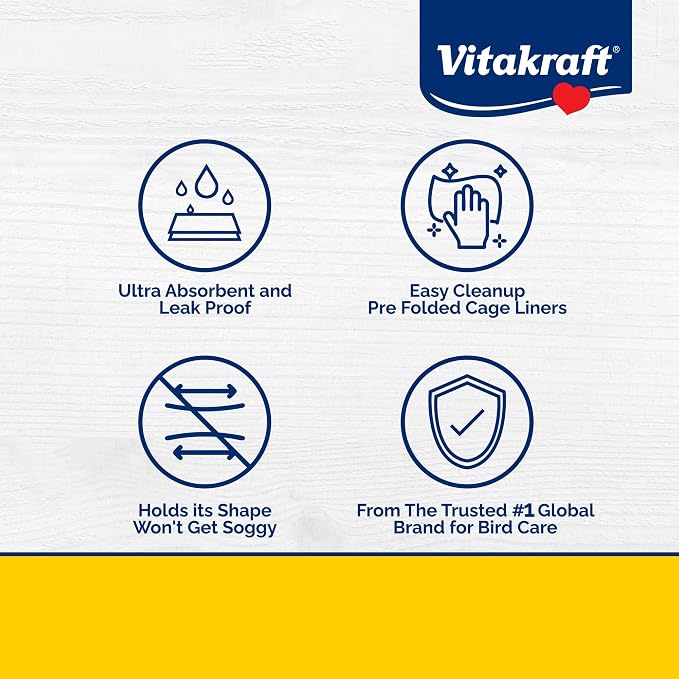 Vitakraft Cage Liners for Birds - For Parrot, Parakeet, Conure, and Cockatiel Cages White 20" X 18" 7 Count, Premium Absorbent Liner