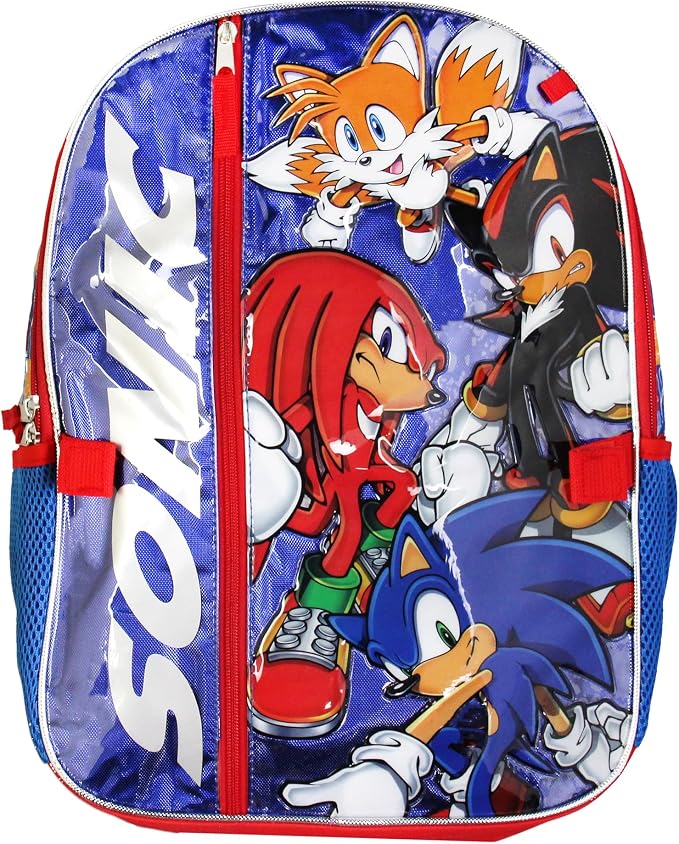 AI ACCESSORY INNOVATIONS Sonic The Hedgehog Backpack 16" Fast Molded Lunch Box Cinch Bag 5PC Set