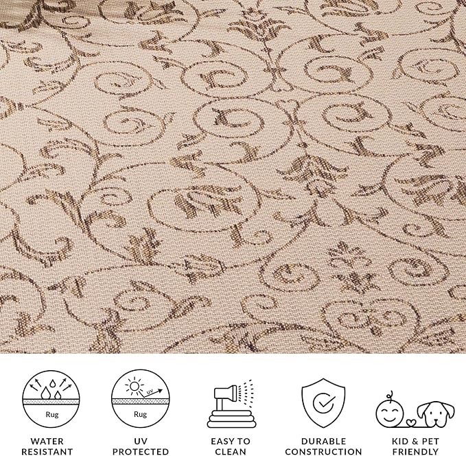 SAFAVIEH Washable Rug Outdoor Courtyard Collection - 2'3" x 12' Runner, Natural & Brown, Non-Shedding & Easy Cleaning, Ideal for Patio, Entryway, Mudroom, Hallway, Kitchen (CY2098-3001)