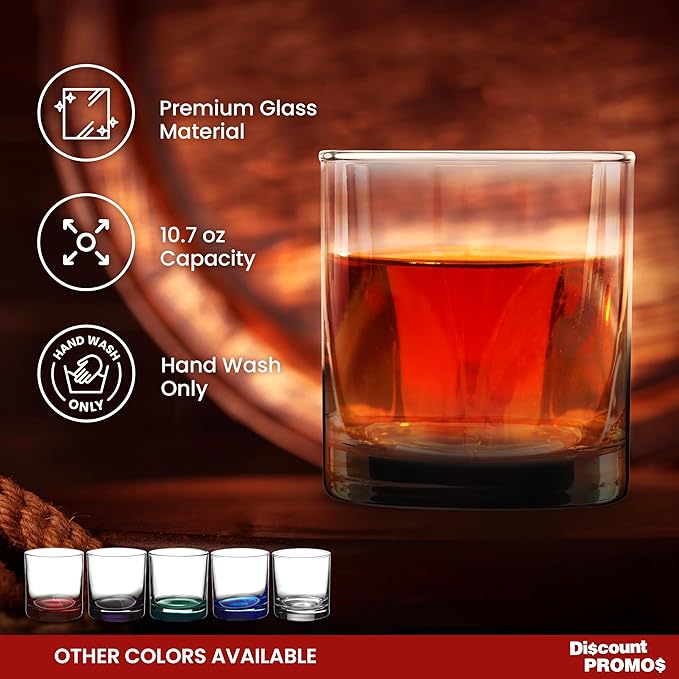 DISCOUNT PROMOS Lexington Rocks Whiskey Glass 10.5 oz, Set of 12, Bulk Pack - Perfect for Scotch, Bourbon, Whiskey, Cocktail - Black