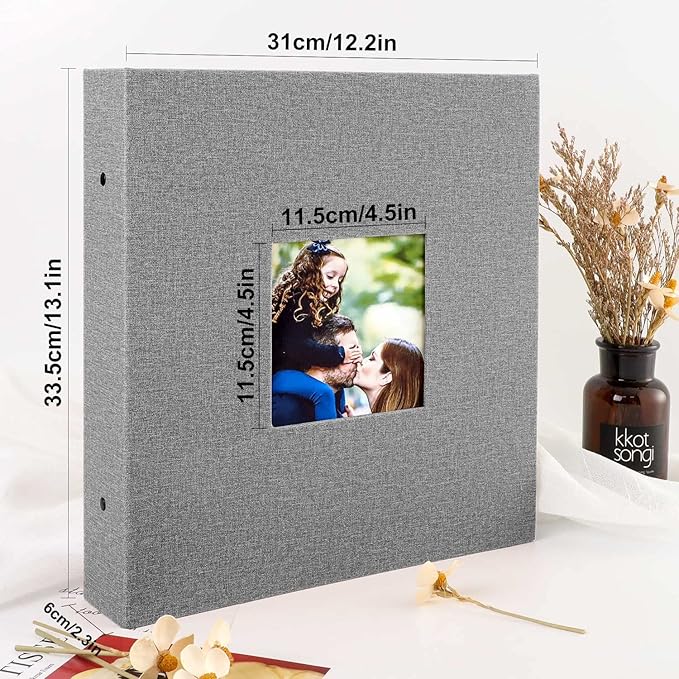 Ywlake Photo Album 4x6 600 Pockets Photos, Linen Cover Large Picture Albums Holds 600 Horizontal and Vertical Photos Grey