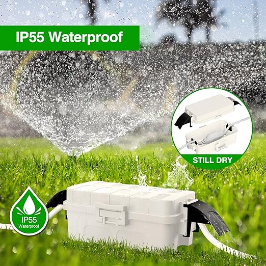 Flemoon [2 Pack] IP55 Small Outdoor Electrical Box Waterproof (Inner 5.9 x 3.2 x 1.8inch), Extension Cord Cover with Detachable Awning Covers for Plug, Outlet, Holiday Lights, White